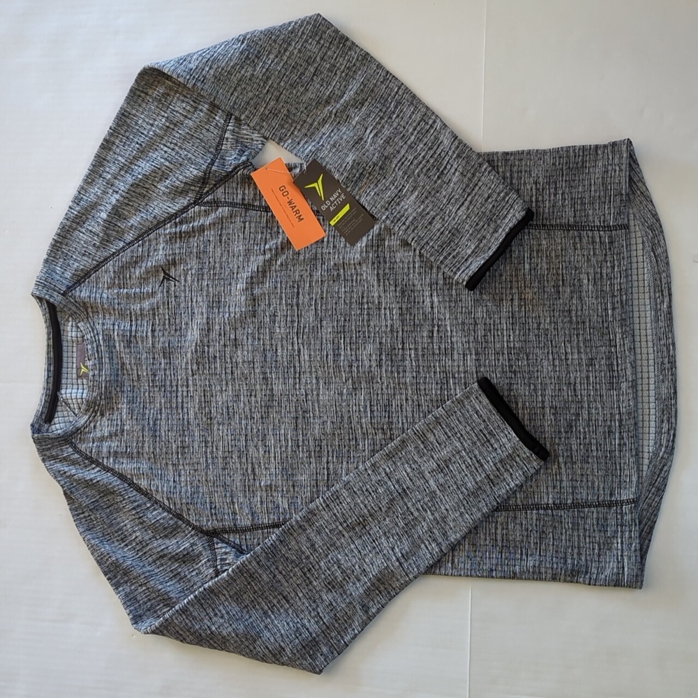 NWT Old Navy Active Breathability Go-Warm Thermal Top S Black Gray